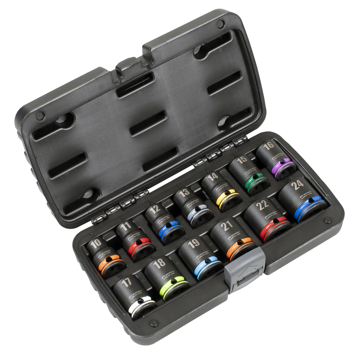 Sealey Lock-On™ Impact Socket Set 1/2"Sq Drive 13pc 6pt Metric