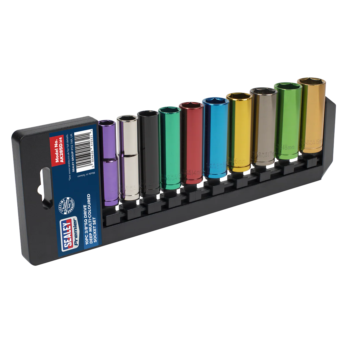 Sealey Premier Deep Multi-Coloured Socket Set 3/8"Sq Drive 10pc