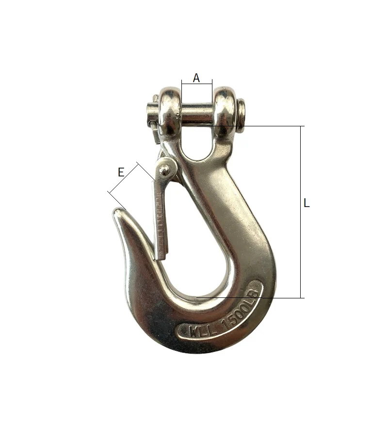 Stainless Steel Clevis Slip Hook with Safety Catch - Image 2